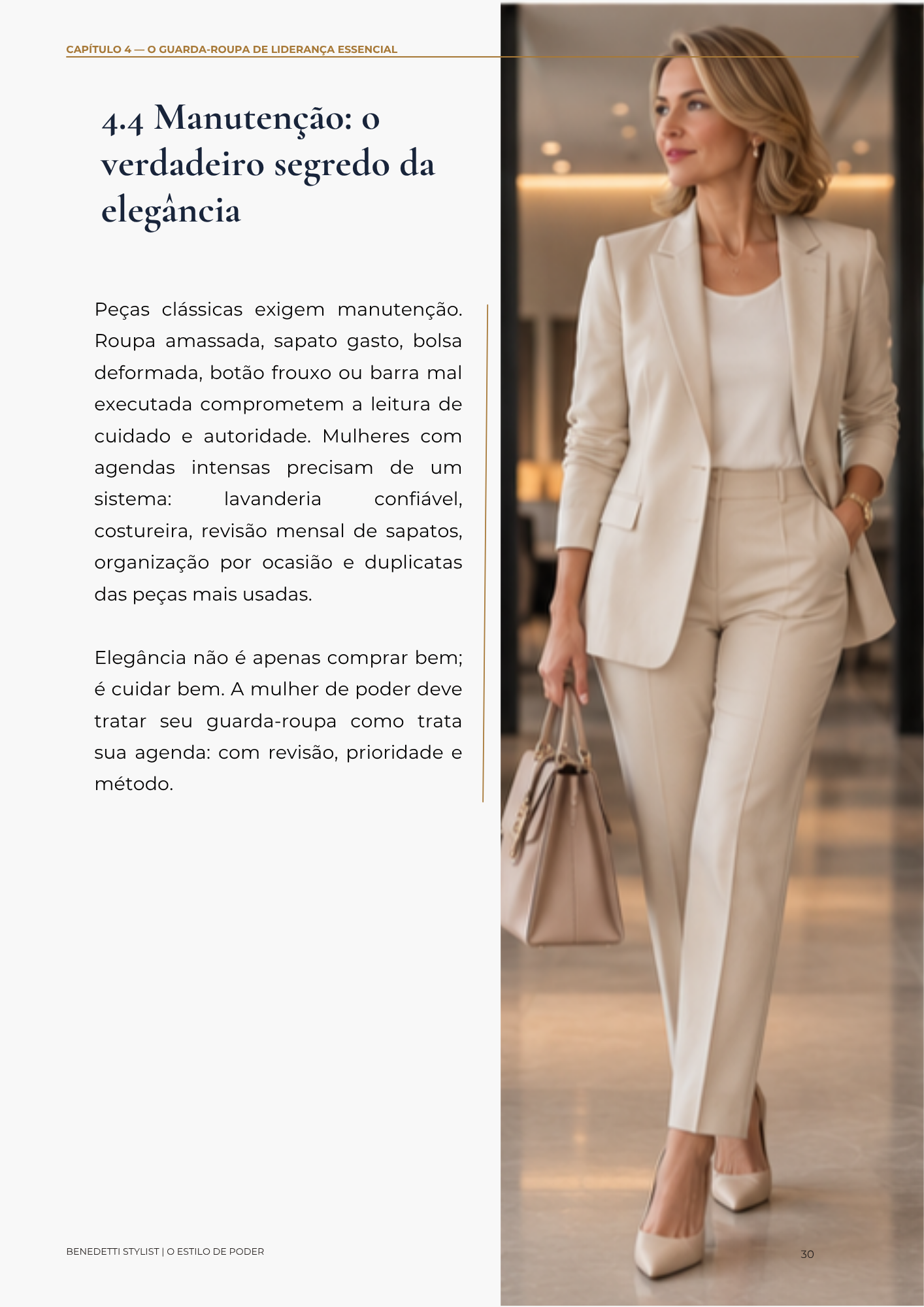 Página interna sobre manutenção do guarda-roupa de liderança